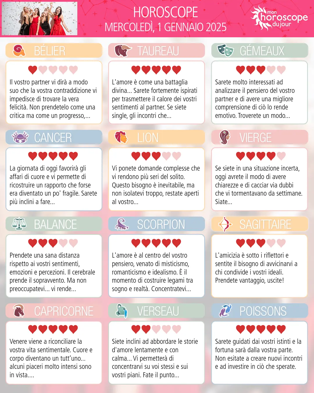 Horoscope du mercredi 1 janvier 2025