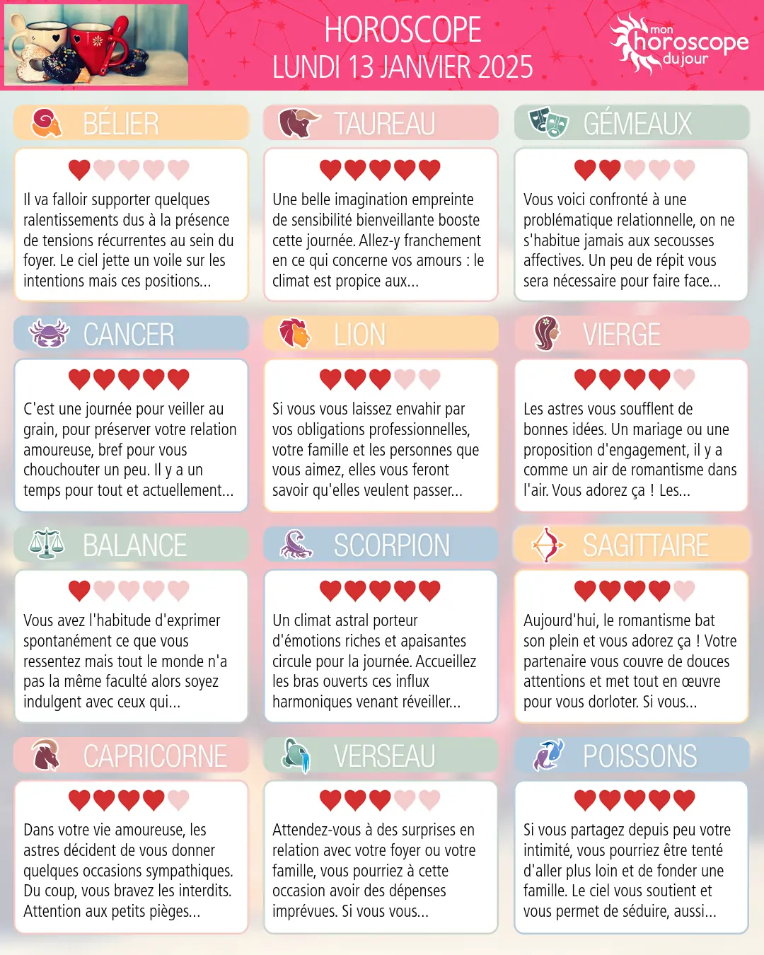 Horoscope du lundi 13 janvier 2025