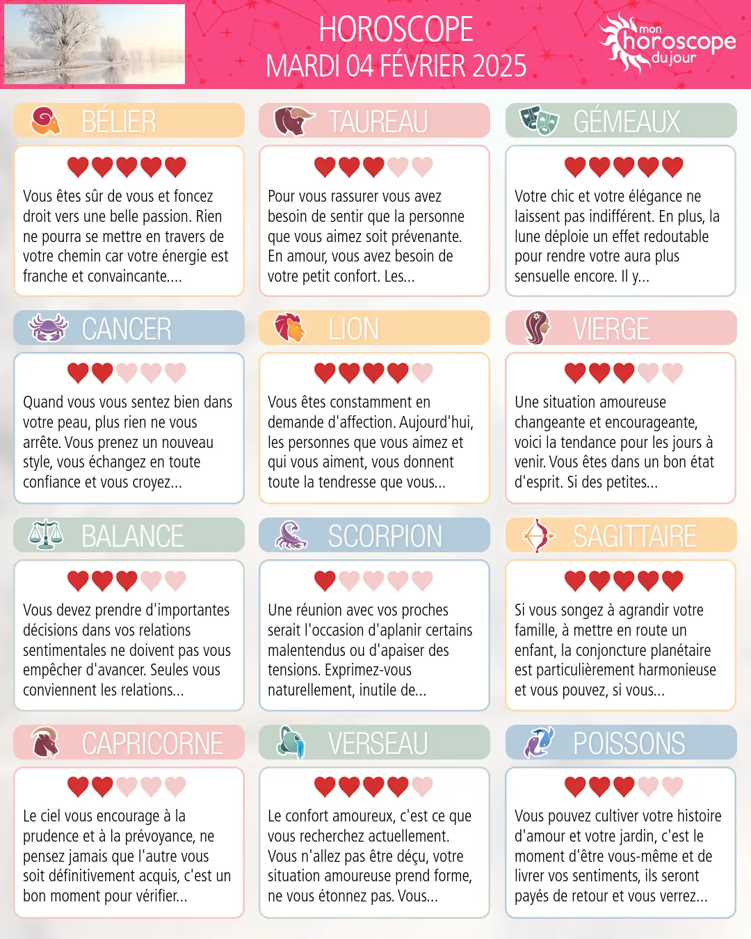 Horoscope du mardi 4 fevrier 2025