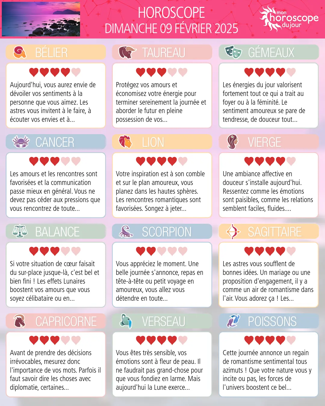 Horoscope du dimanche 9 fevrier 2025