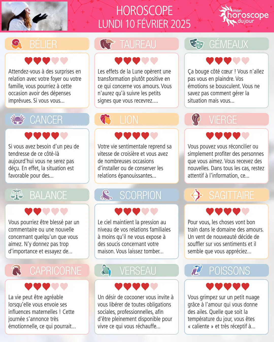 Horoscope du lundi 10 fevrier 2025