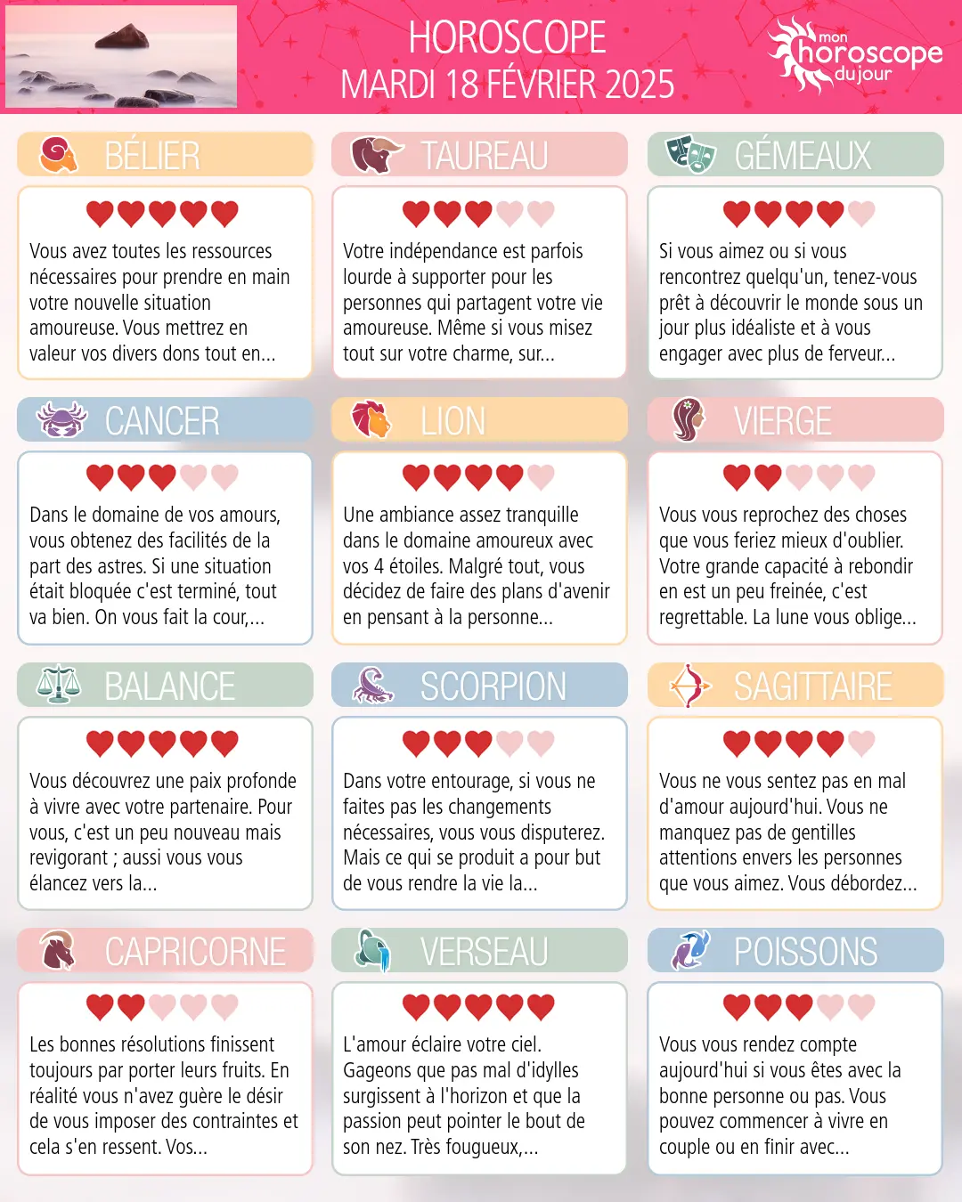 Horoscope du mardi 18 fevrier 2025