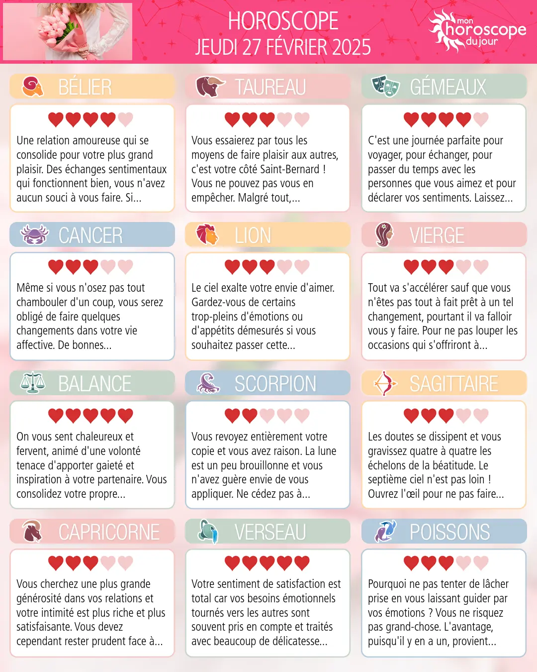 Horoscope du jeudi 27 fevrier 2025