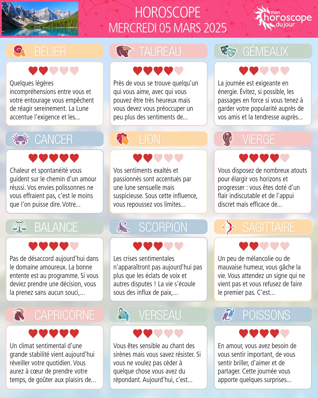 Horoscope du mercredi 5 mars 2025