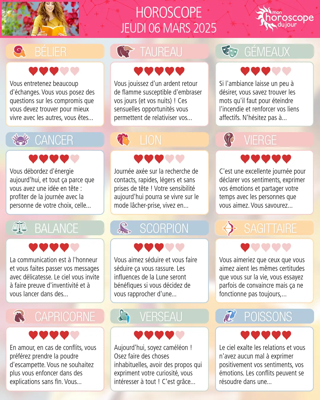 Horoscope du jeudi 6 mars 2025