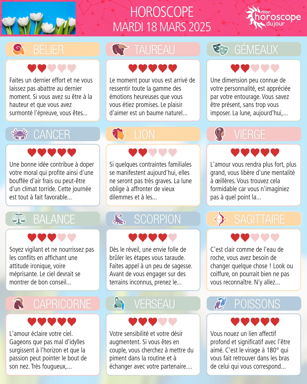 Horoscope du mardi 18 mars 2025