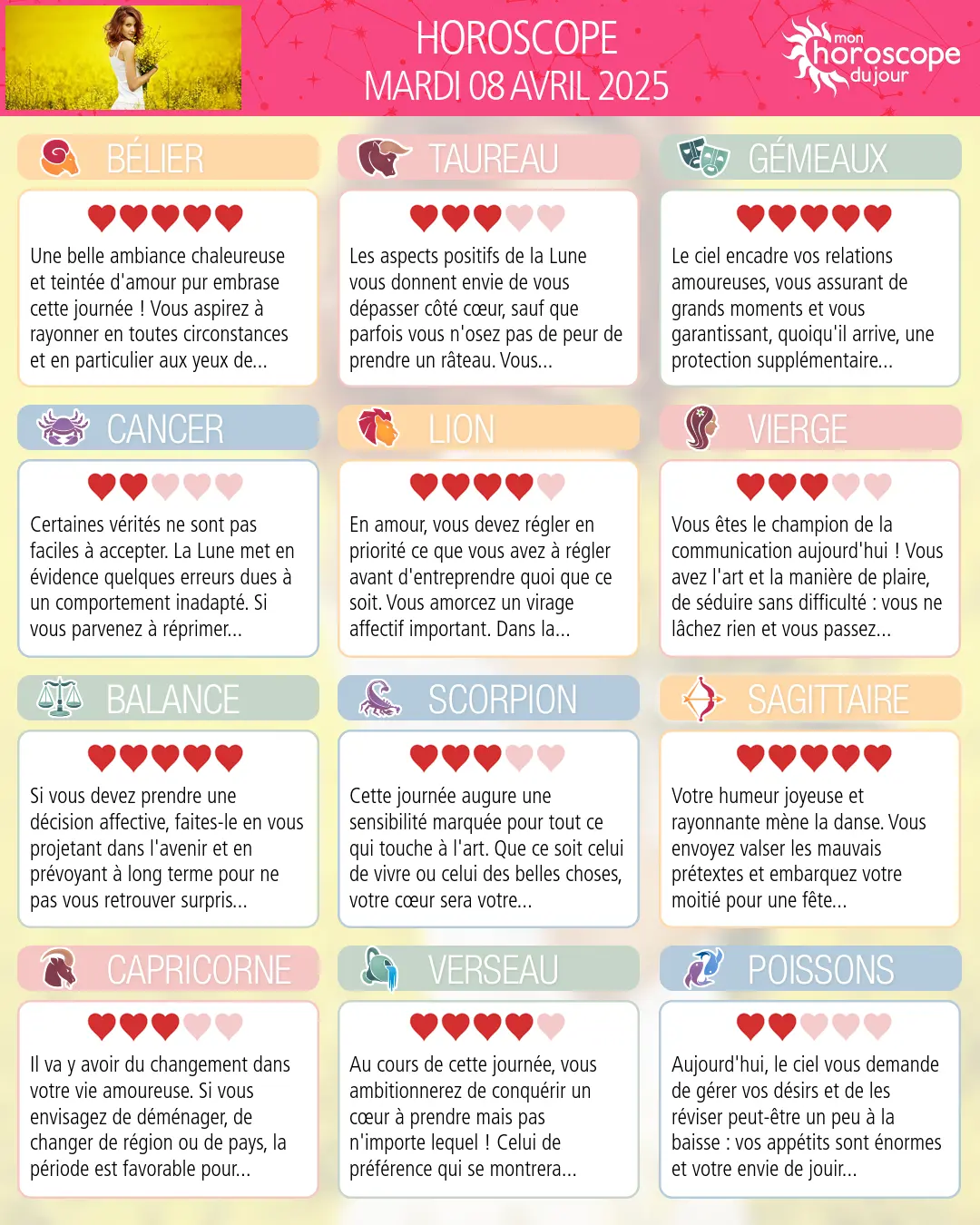 Horoscope du mardi 8 avril 2025