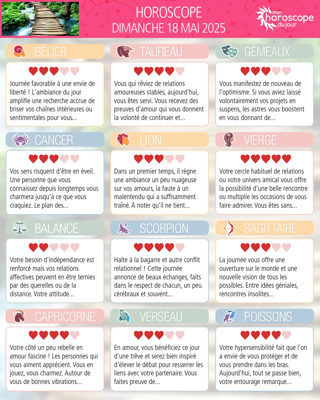 Horoscope du dimanche 18 mai 2025