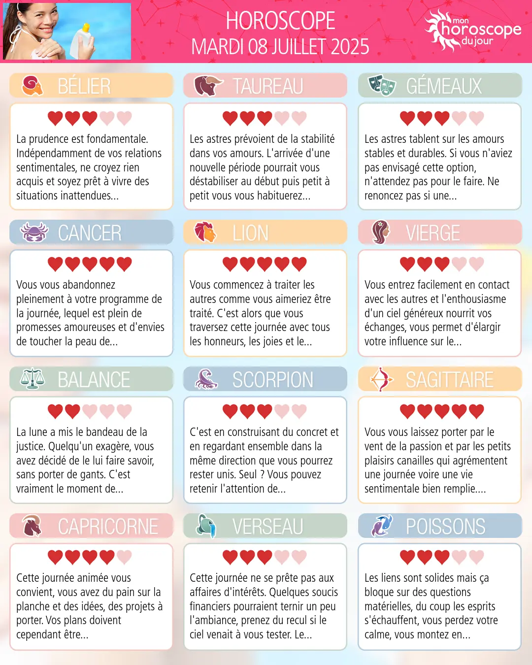 Horoscope du mardi 8 juillet 2025