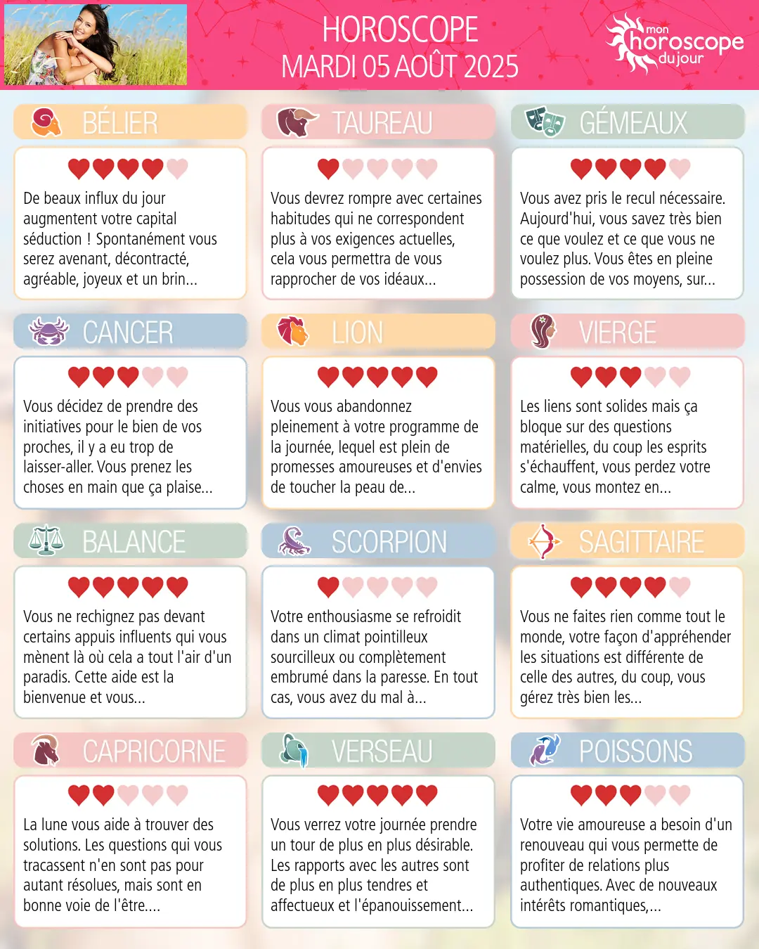 Horoscope du mardi 5 aout 2025