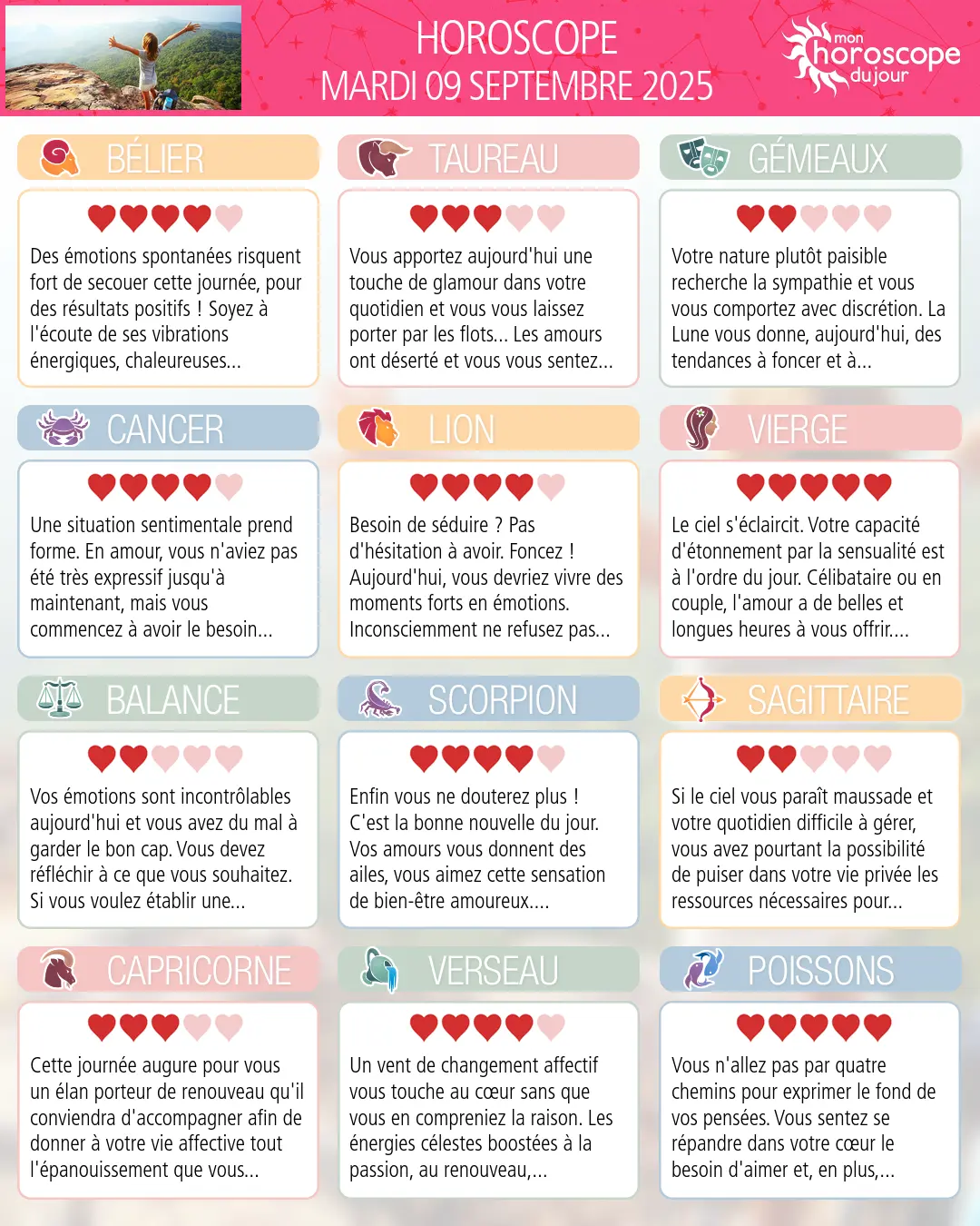 Horoscope du mardi 9 septembre 2025