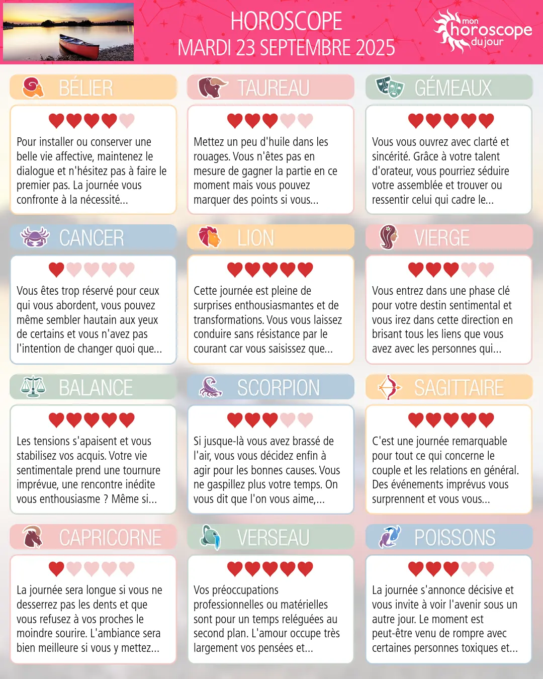 Horoscope du mardi 23 septembre 2025