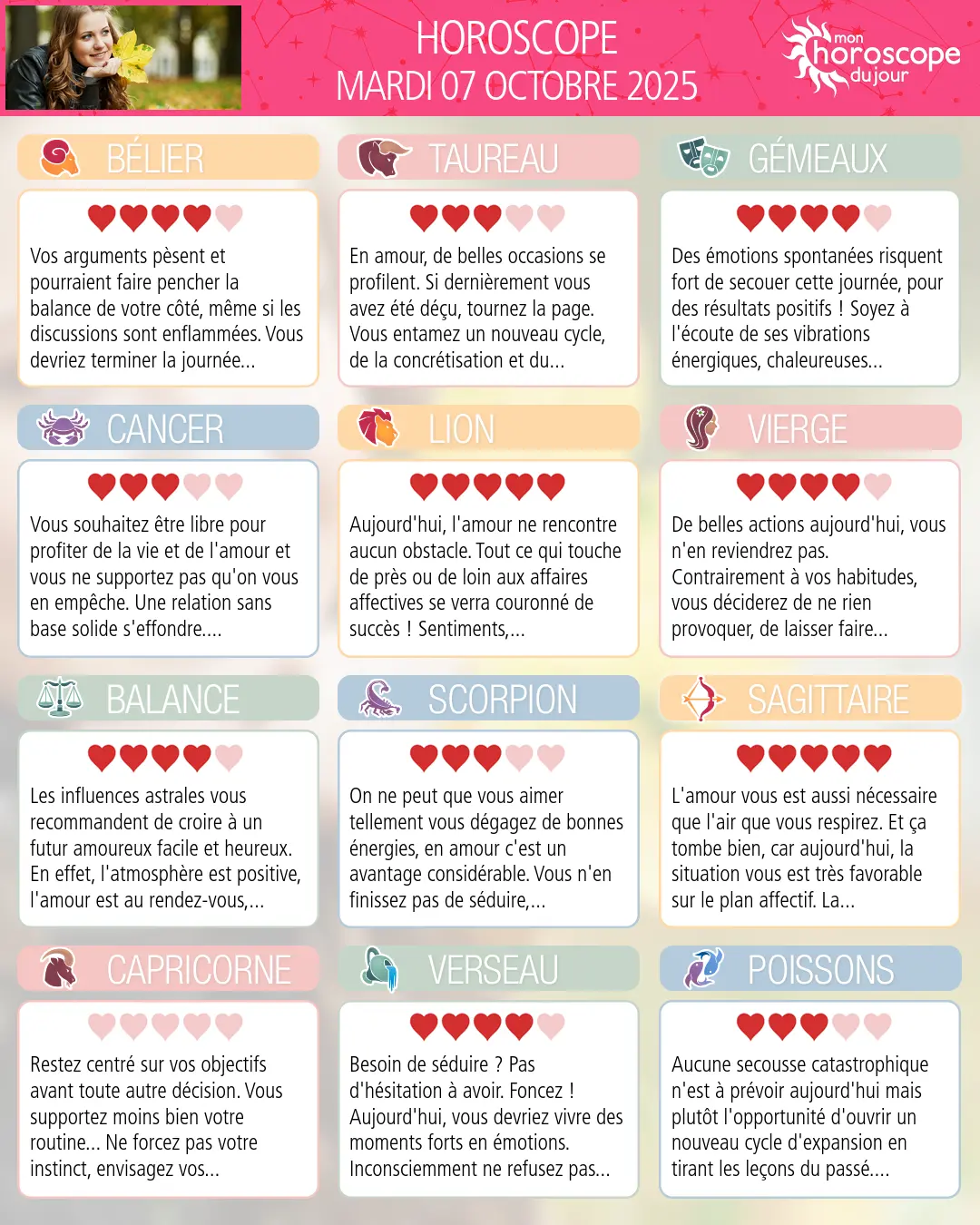 Horoscope du mardi 7 octobre 2025