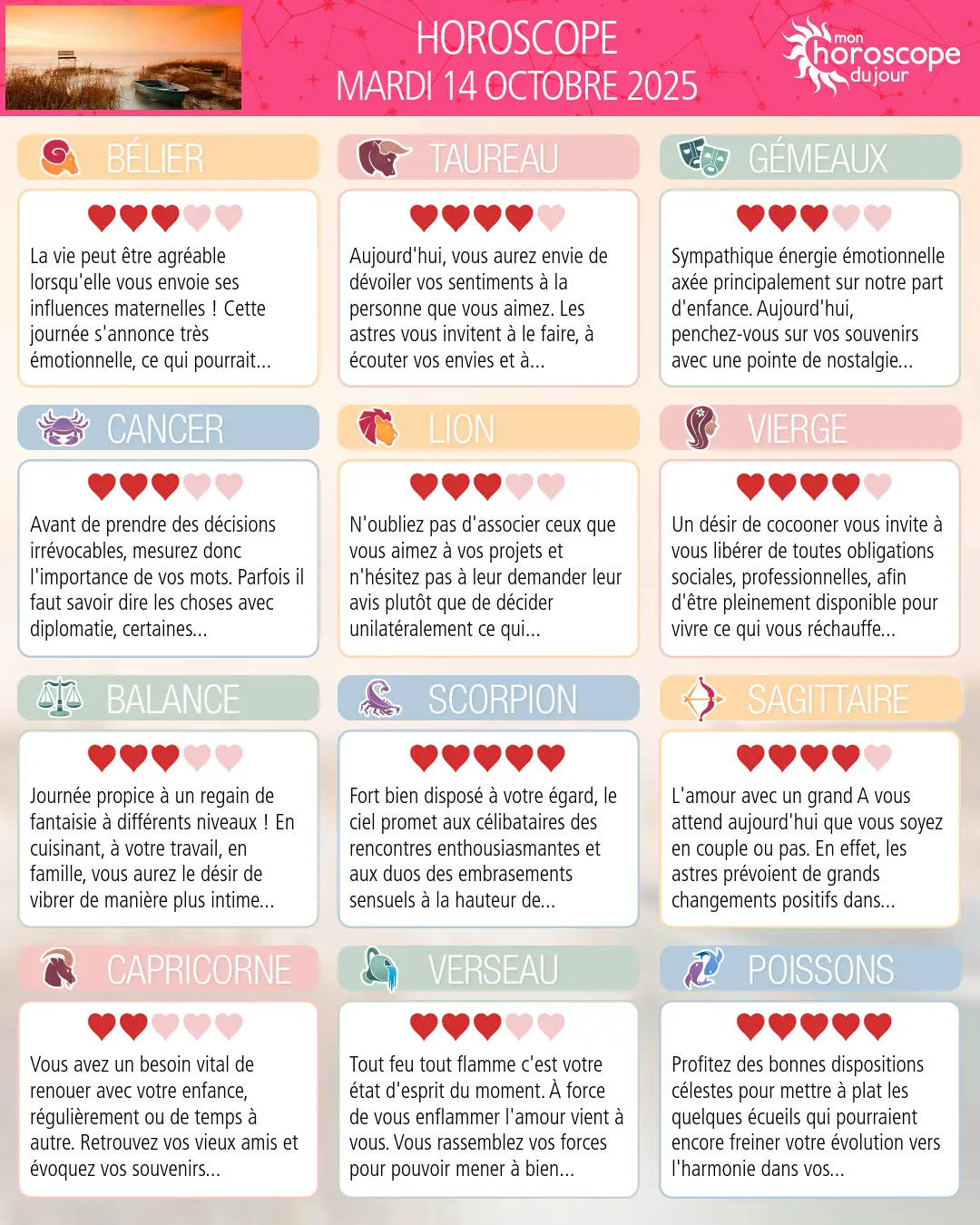 Horoscope du mardi 14 octobre 2025