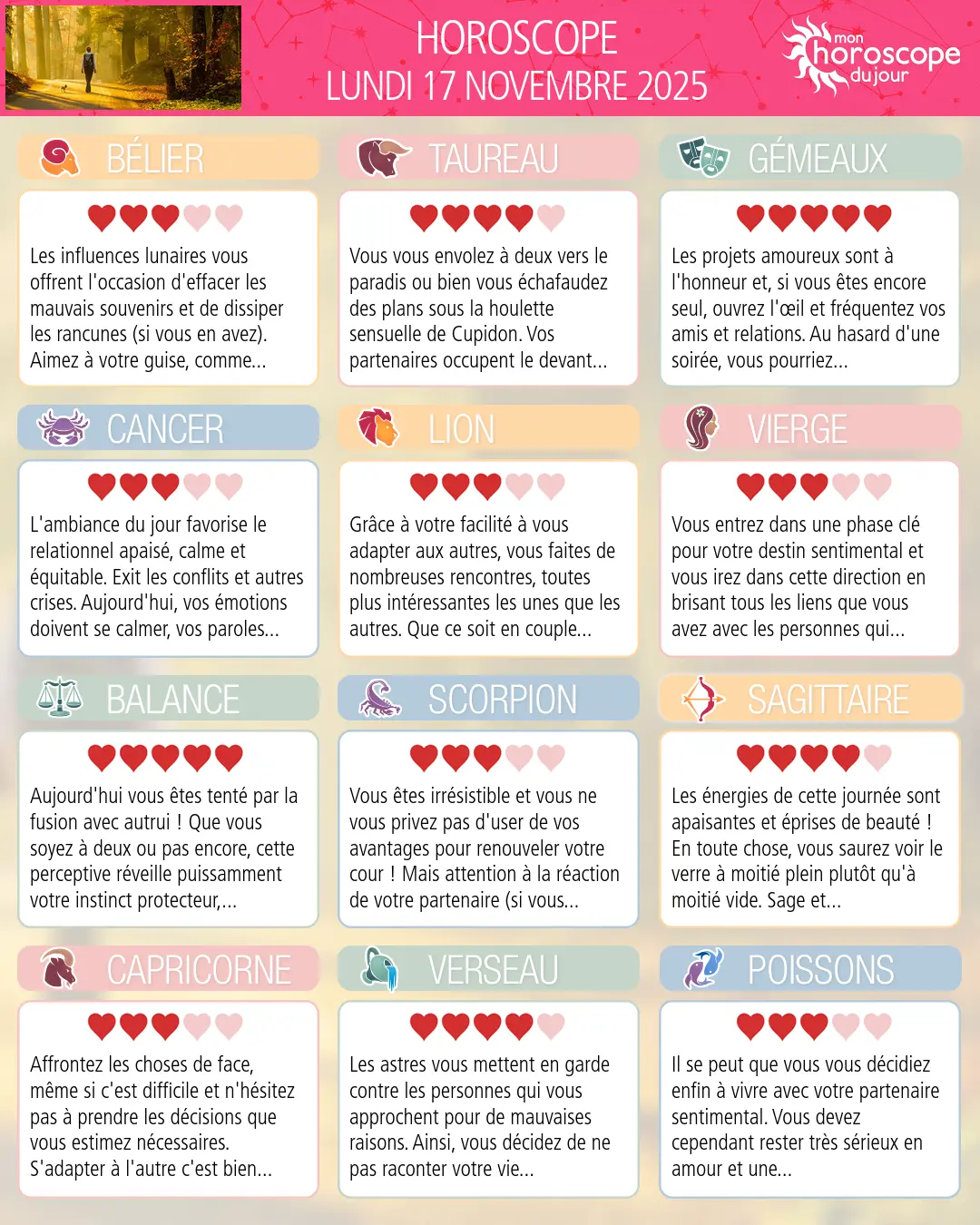 Horoscope du lundi 17 novembre 2025