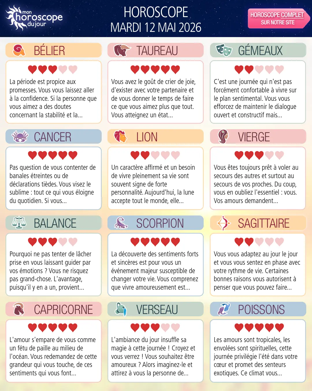 Horoscope du mardi 12 mai 2026